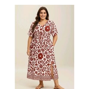 BloomChic Red and White Floral Plus Dress Size 26